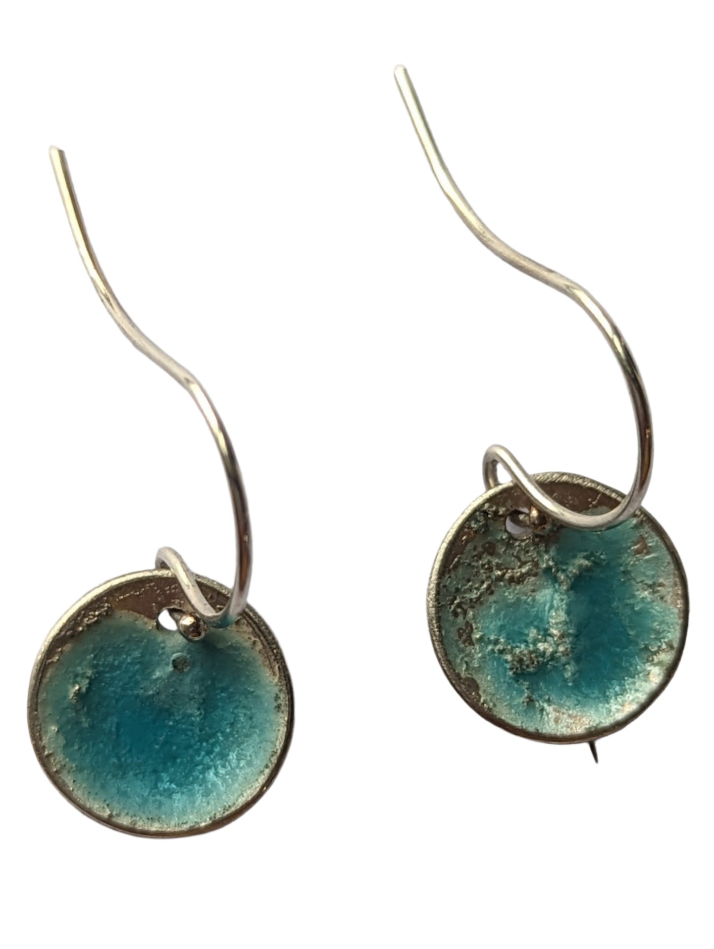 SMALL Sterling silver disc with enamel earrings